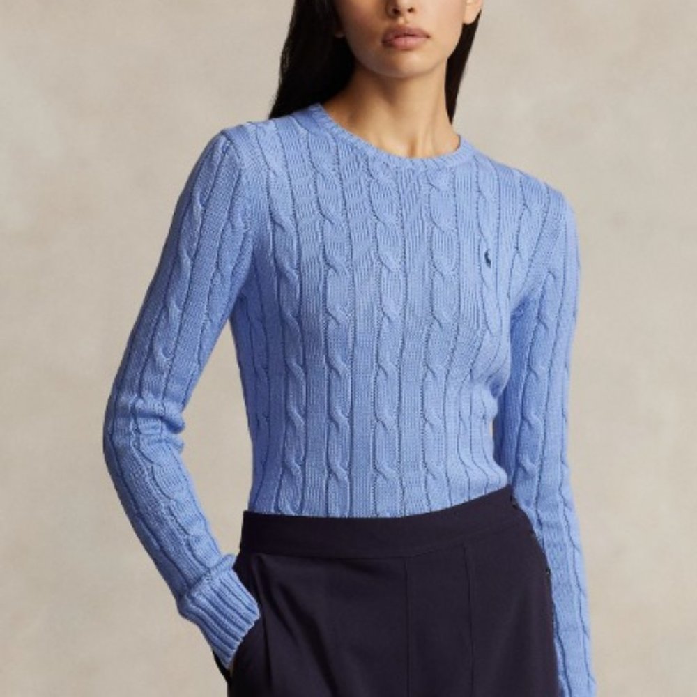 Ralph Lauren Light Blue Cable-Knit Crewneck Sweater